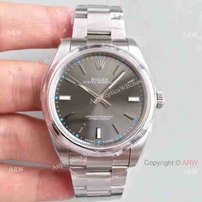 Swiss Replica Rolex Oyster Perpetual Watch Gray Dial - Original Style Buckle